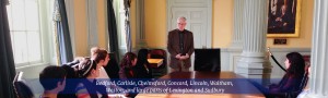 Mike speaking at Brandeis - header with purple banner