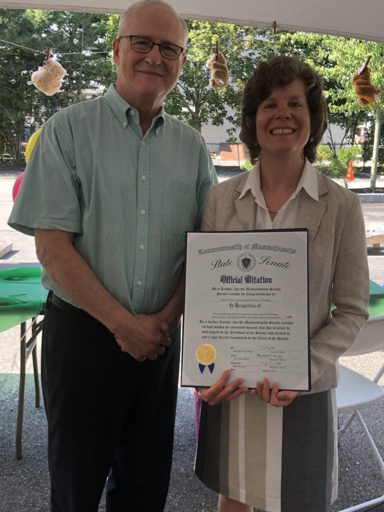 Senator Barrett with CRCHC’s Exec. Director Elizabeth Browne.