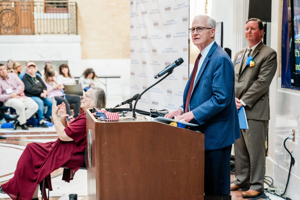 Senator Barrett speaks at an event promoting disability awareness in employment
